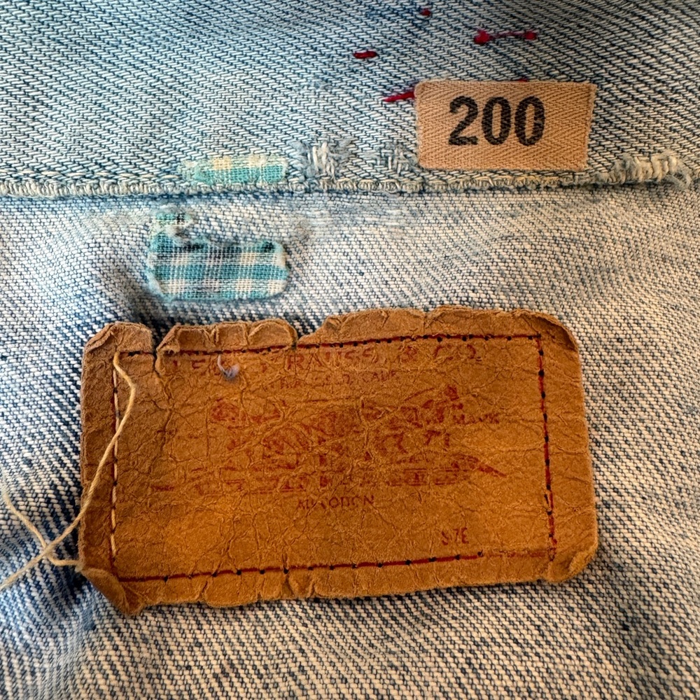 Vintage 70s-80s Levi’s Trucker Denim Jacket Made in USA Navy Patch London Badge - Picture 8 of 11